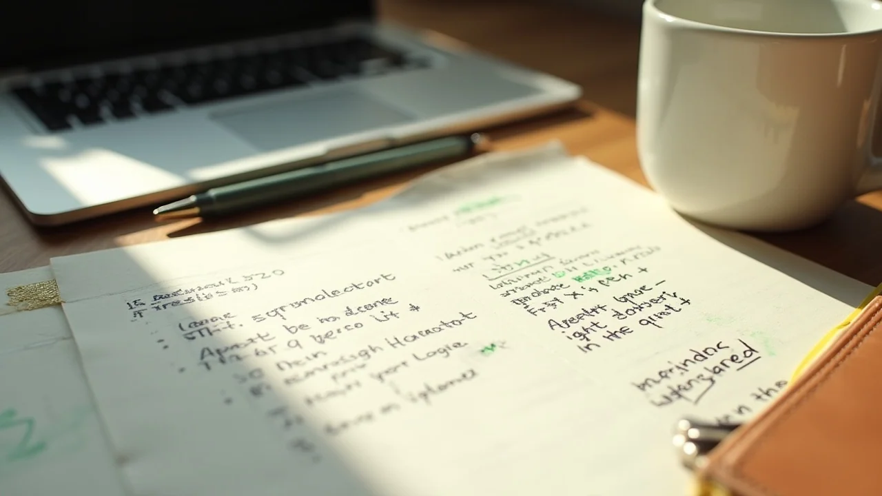 OpenAI Codex output on terminal, handwritten step-by-step notes