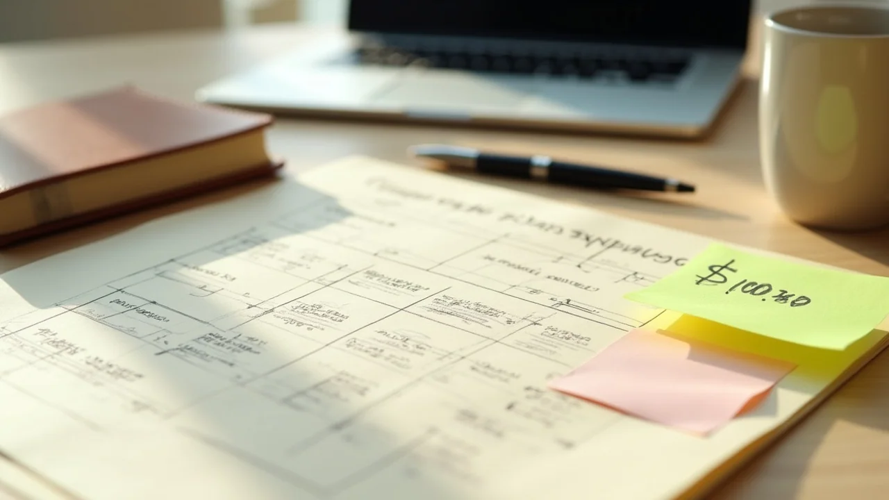 First customer screenshot framed on a desk, handwritten ledger '$1,000 received' next to a coffee cup