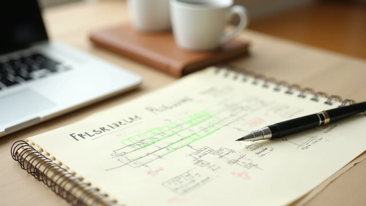 Perplexity research interface, stacked papers with highlighter marks