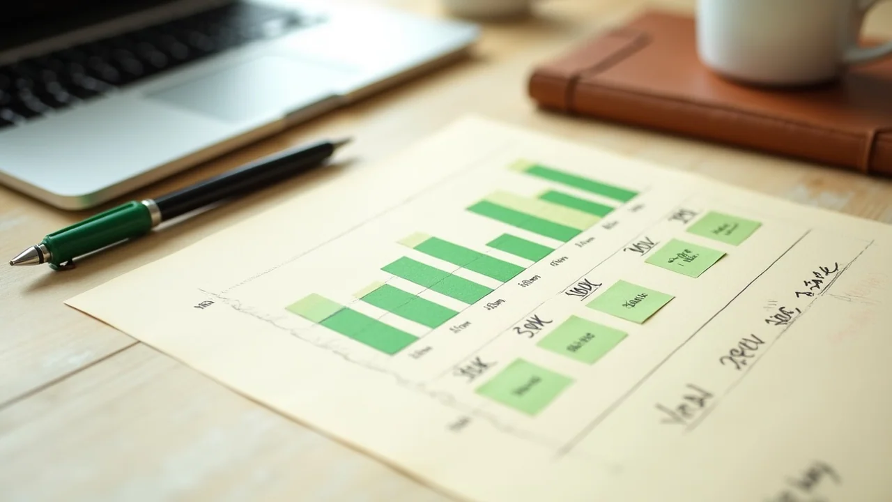 Bar chart printed on cream paper showing solopreneur revenue tiers $10K $100K $500K $1M with founder counts