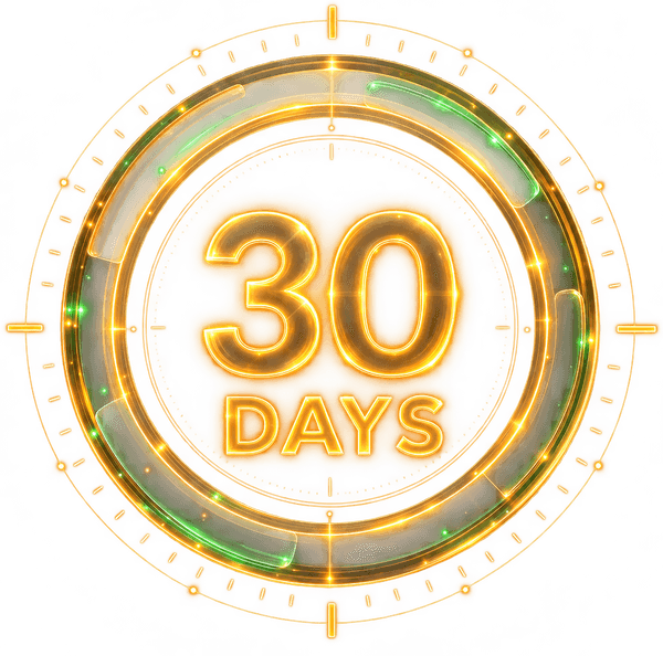 Holographic gold light ring reading 30 days