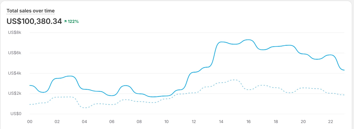Shopify admin screenshot, day 1