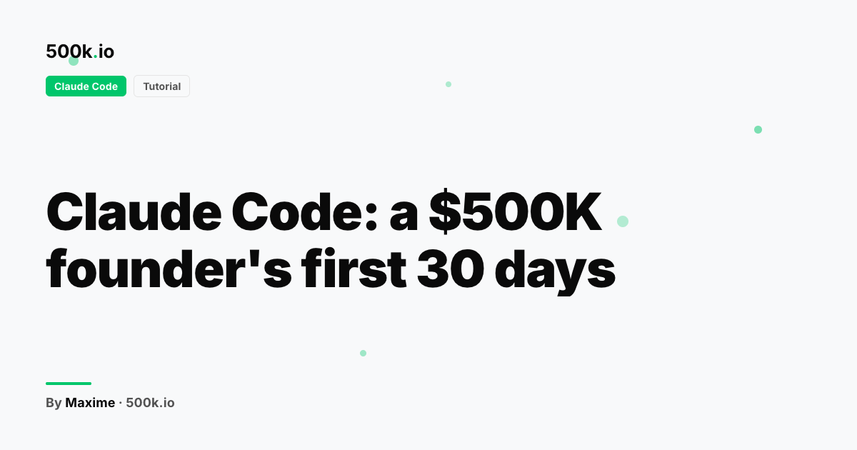 Claude Code — illustration for "Claude Code: a $500K founder's first 30 days"