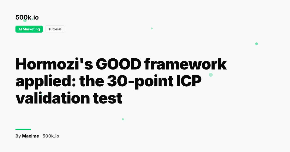 AI Marketing — illustration for "Hormozi's GOOD framework applied: the 30-point ICP validation test"