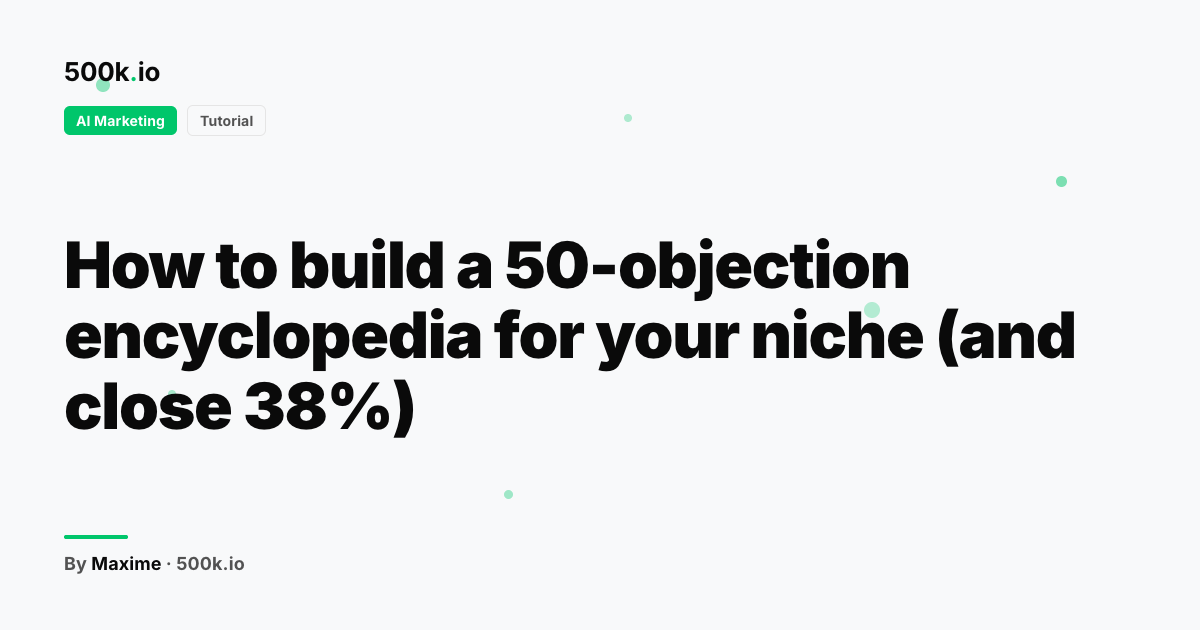 AI Marketing — illustration for "How to build a 50-objection encyclopedia for your niche (and close 38%)"